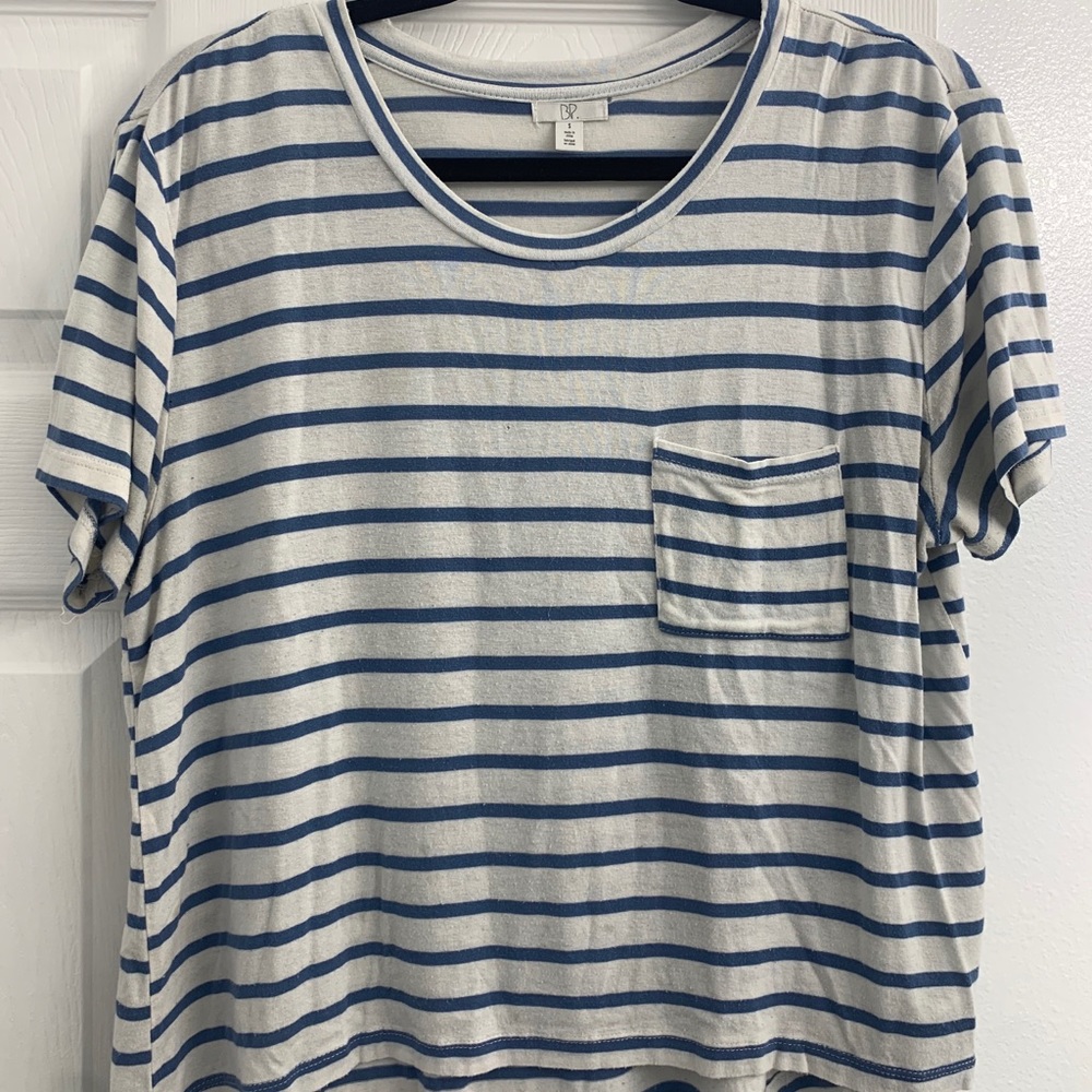 BP blue and white striped t-shirt with pocket